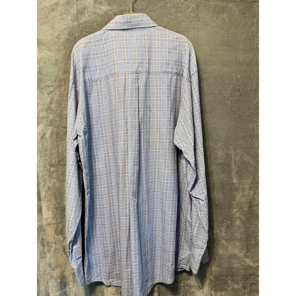 George Strait Wrangler Plaid Western Shirt Blue Tan Pearl Snap Style XL Cotton - Picture 5 of 6